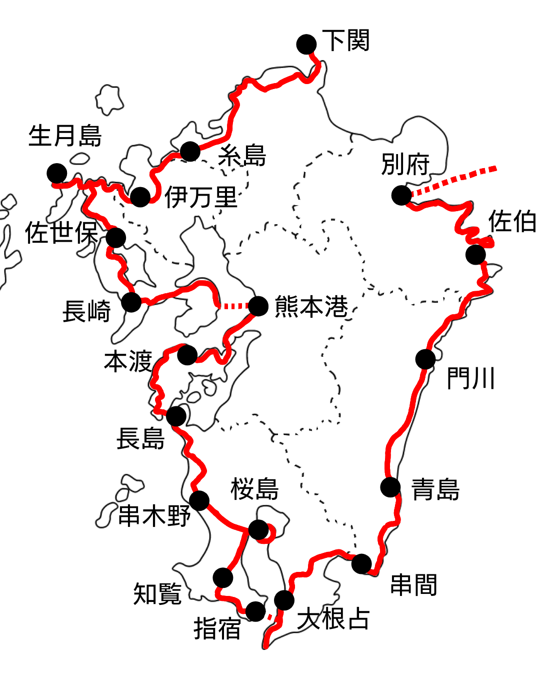 九州 一周 自転車 ルート